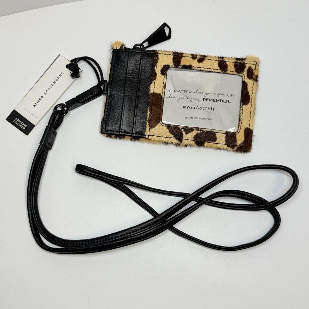 Aimee Kestenberg Lima Large Zip Lanyard In Jungle Leopard Haircalf New.